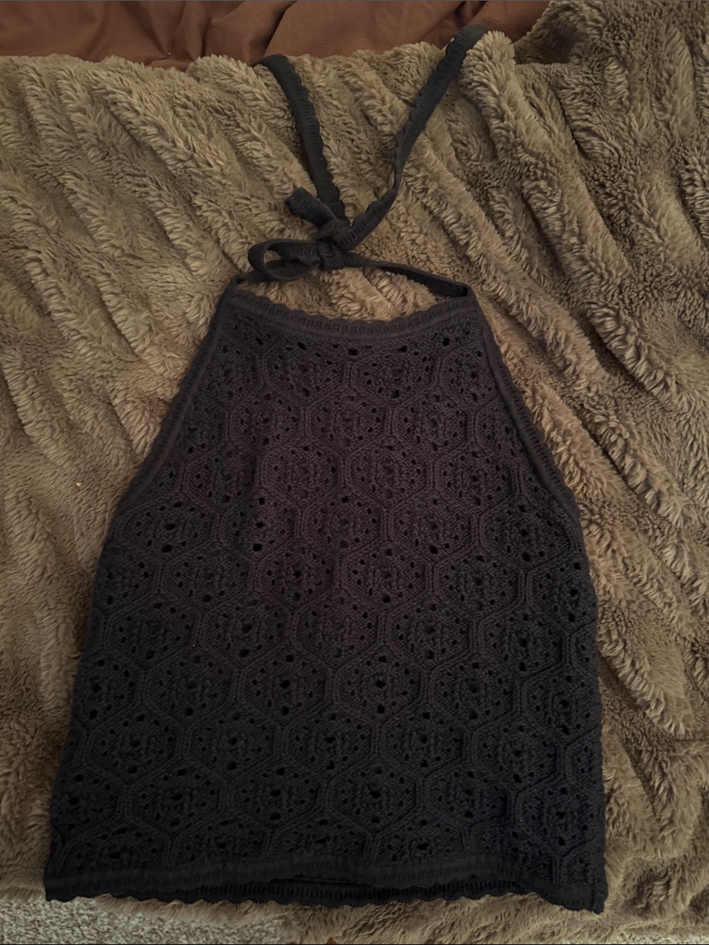 Hollister Black Crochet Halter Neck Camisole Top